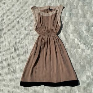 Fendi Elegant Tan and Black Sleeveless Dress Size US 8